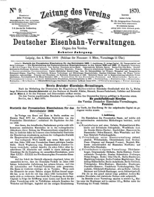 Zeitung des Vereins Deutscher Eisenbahnverwaltungen (Eisenbahn-Zeitung) Freitag 4. März 1870