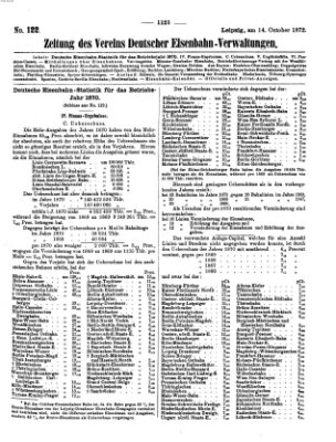 Zeitung des Vereins Deutscher Eisenbahnverwaltungen (Eisenbahn-Zeitung) Montag 14. Oktober 1872