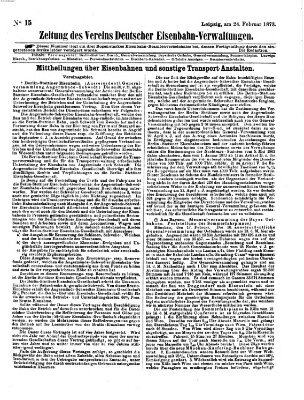 Zeitung des Vereins Deutscher Eisenbahnverwaltungen (Eisenbahn-Zeitung) Montag 24. Februar 1873