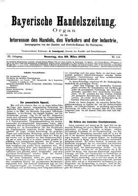 Bayerische Handelszeitung Samstag 22. März 1873