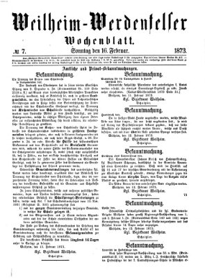 Weilheim-Werdenfelser Wochenblatt Sonntag 16. Februar 1873