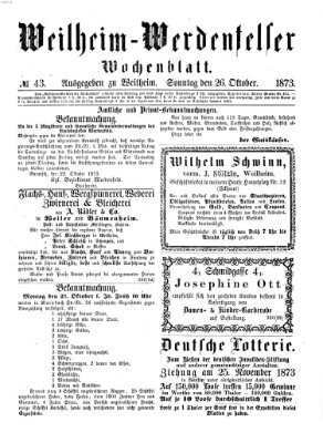 Weilheim-Werdenfelser Wochenblatt Sonntag 26. Oktober 1873