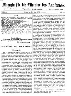 Magazin für die Literatur des Auslandes Samstag 21. Juni 1873