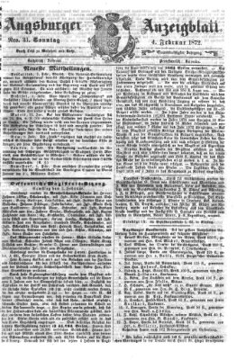 Augsburger Anzeigeblatt Sonntag 4. Februar 1872