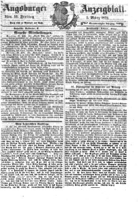 Augsburger Anzeigeblatt Freitag 1. März 1872