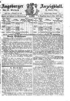 Augsburger Anzeigeblatt Mittwoch 20. März 1872