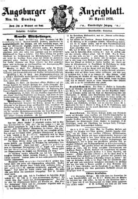 Augsburger Anzeigeblatt Samstag 20. April 1872