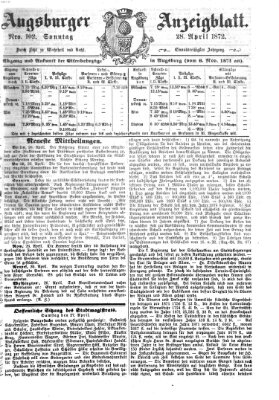 Augsburger Anzeigeblatt Sonntag 28. April 1872