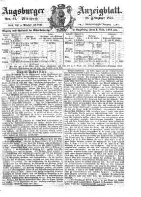Augsburger Anzeigeblatt Mittwoch 26. Februar 1873