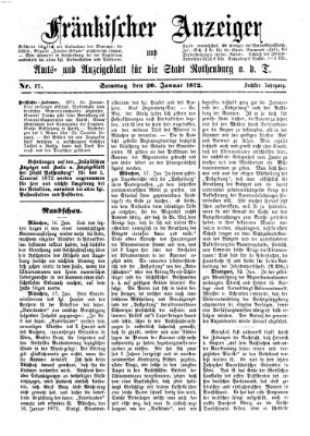 Fränkischer Anzeiger Samstag 20. Januar 1872