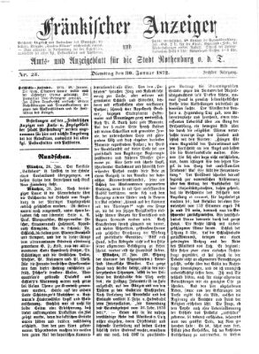 Fränkischer Anzeiger Dienstag 30. Januar 1872