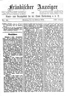 Fränkischer Anzeiger Sonntag 11. Februar 1872