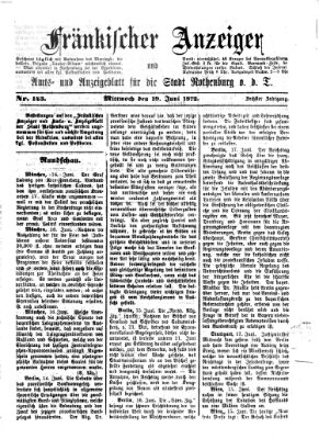 Fränkischer Anzeiger Mittwoch 19. Juni 1872