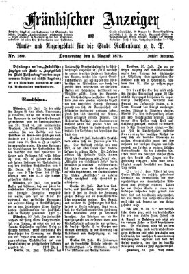 Fränkischer Anzeiger Donnerstag 1. August 1872