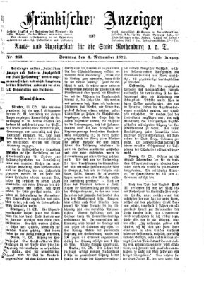 Fränkischer Anzeiger Sonntag 3. November 1872