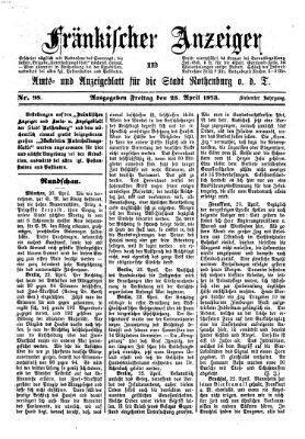 Fränkischer Anzeiger Freitag 25. April 1873