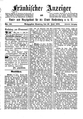 Fränkischer Anzeiger Samstag 28. Juni 1873