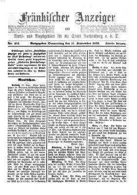 Fränkischer Anzeiger Donnerstag 11. September 1873