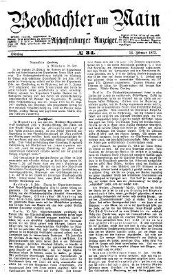 Beobachter am Main und Aschaffenburger Anzeiger Dienstag 13. Februar 1872