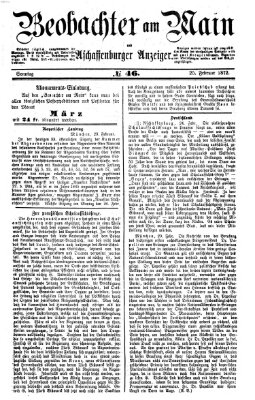 Beobachter am Main und Aschaffenburger Anzeiger Sonntag 25. Februar 1872