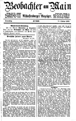 Beobachter am Main und Aschaffenburger Anzeiger Donnerstag 31. Oktober 1872