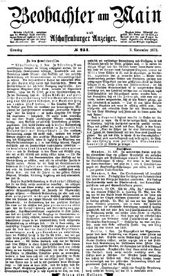 Beobachter am Main und Aschaffenburger Anzeiger Sonntag 3. November 1872