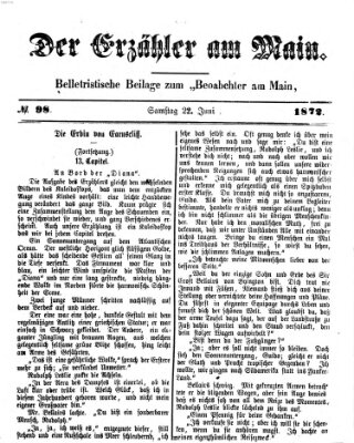 Der Erzähler am Main (Beobachter am Main und Aschaffenburger Anzeiger) Samstag 22. Juni 1872