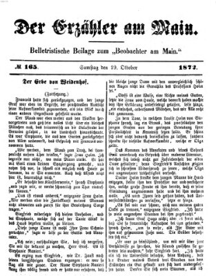 Der Erzähler am Main (Beobachter am Main und Aschaffenburger Anzeiger) Samstag 19. Oktober 1872