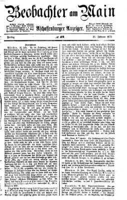 Beobachter am Main und Aschaffenburger Anzeiger Freitag 21. Februar 1873