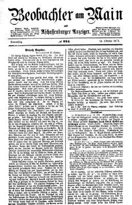 Beobachter am Main und Aschaffenburger Anzeiger Donnerstag 16. Oktober 1873