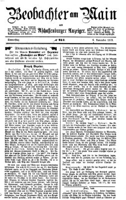 Beobachter am Main und Aschaffenburger Anzeiger Donnerstag 6. November 1873