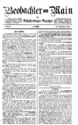 Beobachter am Main und Aschaffenburger Anzeiger Mittwoch 19. November 1873