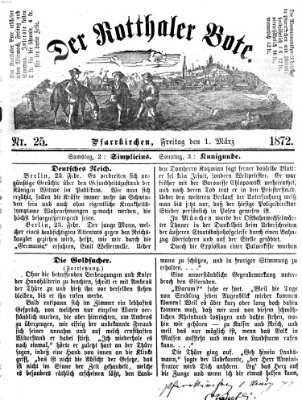 Rottaler Bote Freitag 1. März 1872