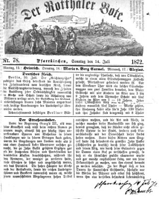 Rottaler Bote Sonntag 14. Juli 1872