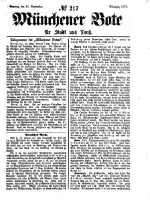 Münchener Bote für Stadt und Land Sonntag 14. September 1873