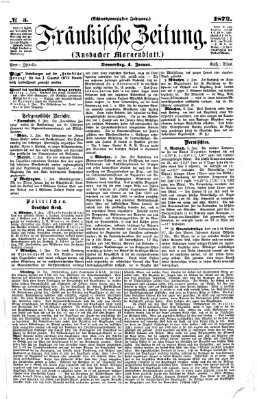 Fränkische Zeitung (Ansbacher Morgenblatt) Donnerstag 4. Januar 1872