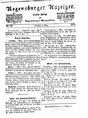 Regensburger Anzeiger Samstag 2. März 1872