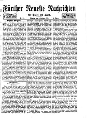 Fürther neueste Nachrichten für Stadt und Land (Fürther Abendzeitung) Dienstag 6. Februar 1872