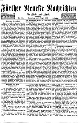 Fürther neueste Nachrichten für Stadt und Land (Fürther Abendzeitung) Donnerstag 1. August 1872
