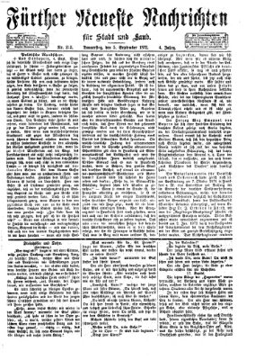 Fürther neueste Nachrichten für Stadt und Land (Fürther Abendzeitung) Donnerstag 5. September 1872