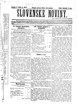 Slovenské noviny Donnerstag 4. Januar 1872