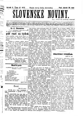 Slovenské noviny Dienstag 26. März 1872