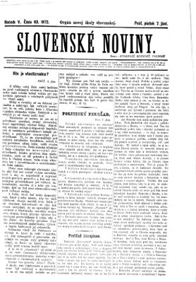 Slovenské noviny Freitag 7. Juni 1872