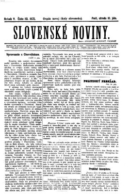 Slovenské noviny Mittwoch 10. Juli 1872