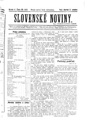 Slovenské noviny Donnerstag 17. Oktober 1872
