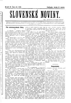 Slovenské noviny Mittwoch 12. März 1873