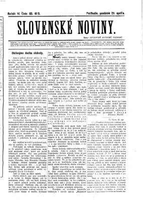 Slovenské noviny Montag 28. April 1873