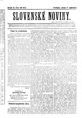 Slovenské noviny Mittwoch 17. September 1873