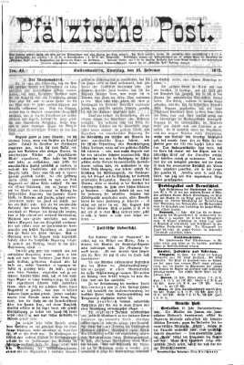 Pfälzische Post Sonntag 18. Februar 1872
