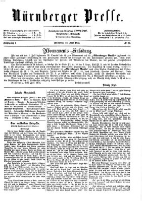 Nürnberger Presse Samstag 22. Juni 1872